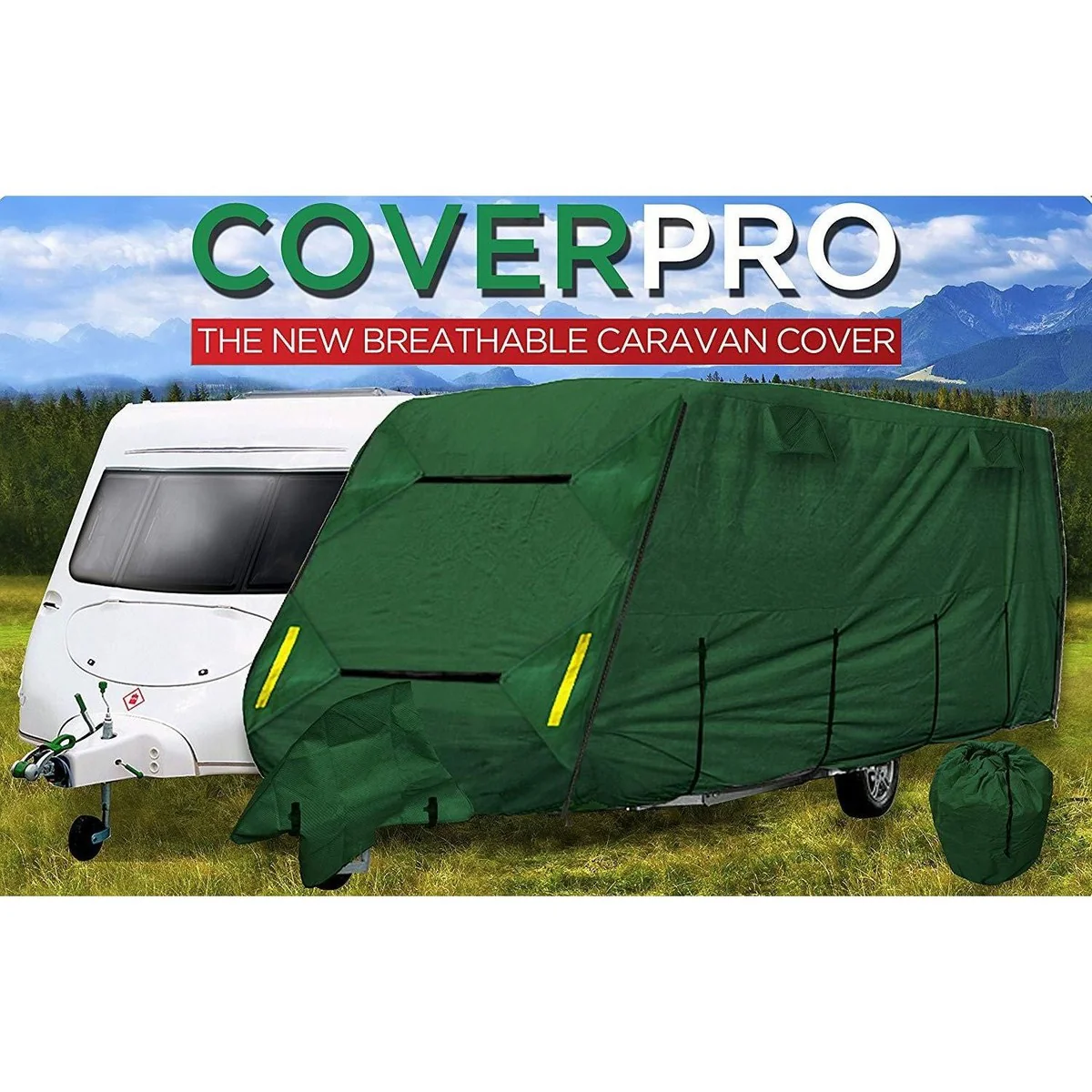 Coverpro Premium Breathable 4-Ply Full Green Caravan Cover Fits 19-21Ft Free Bag - Image 9