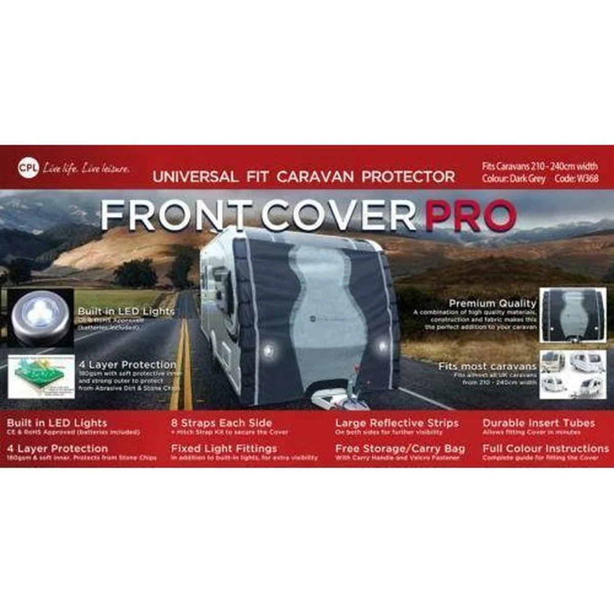 Cpl Front Coverpro Premium Caravan Front Towing Cover 2.5M Universal Protector - Image 2