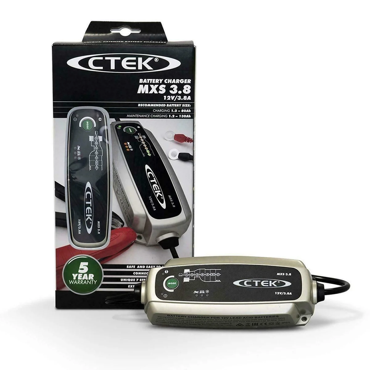 CTEK MXS 3.8 Battery Charger Charges & Maintains Car and Motorcycle Batteries - Image 2