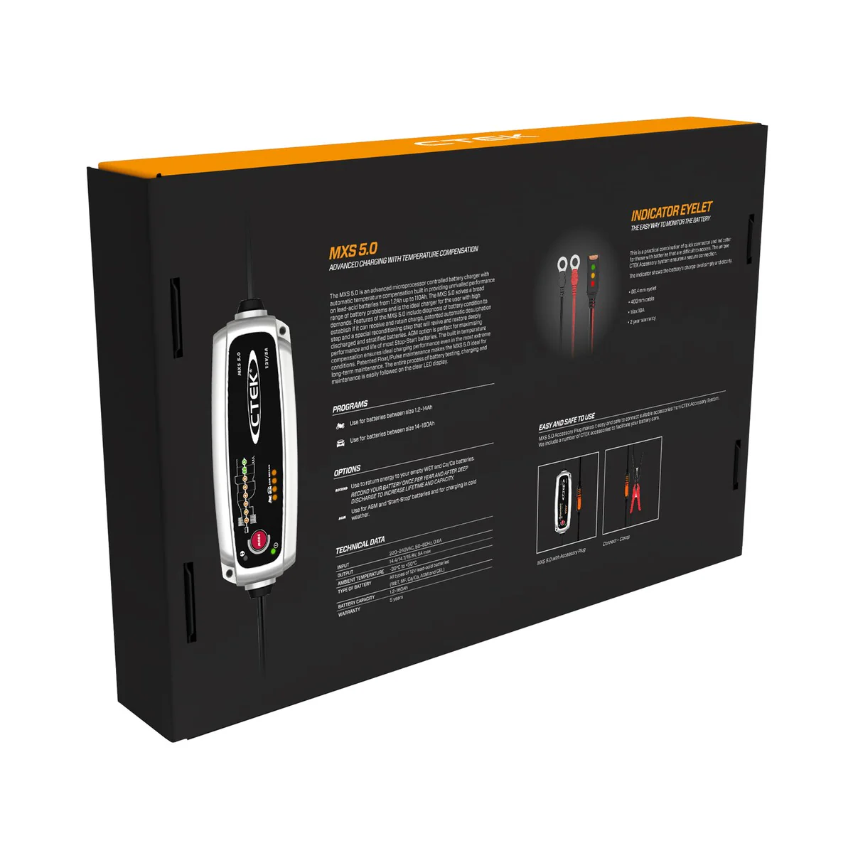 CTEK MXS 5.0 12v 5A Car Bike Van Boat Smart Battery Charger Kit - Image 9