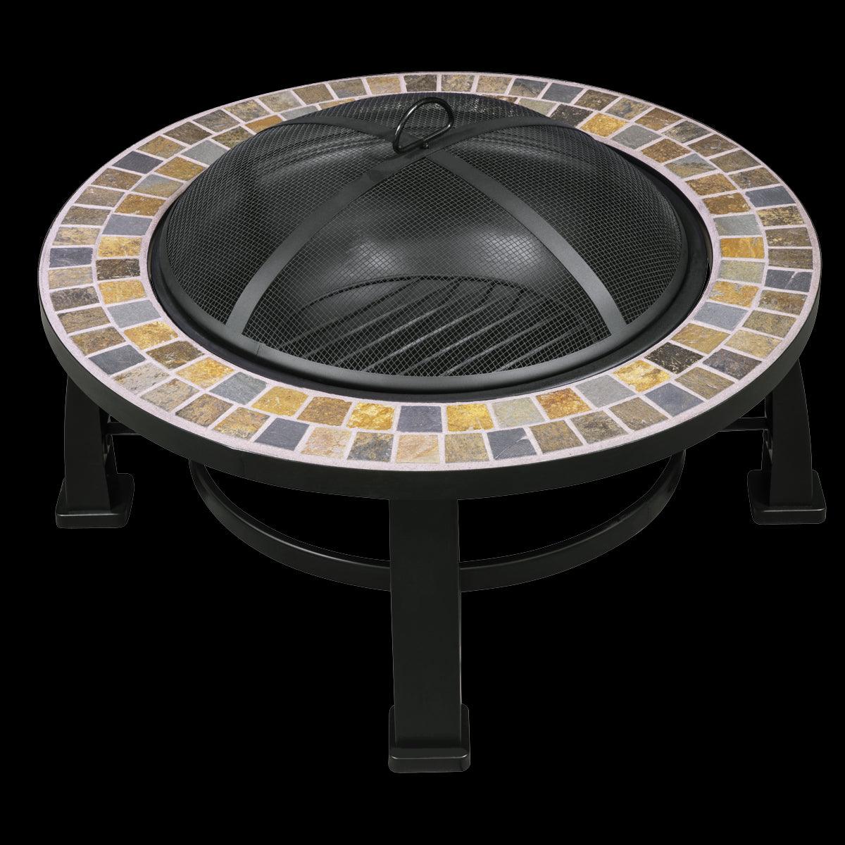 Dellonda 30" Deluxe Traditional Style Fire Pit Outdoor Heater - Slate