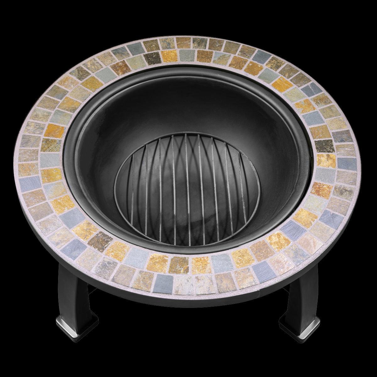 Dellonda 30" Deluxe Traditional Style Fire Pit Outdoor Heater - Slate - Image 2