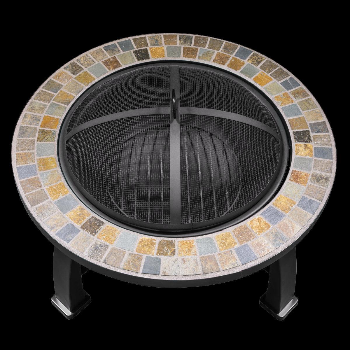 Dellonda 30" Deluxe Traditional Style Fire Pit Outdoor Heater - Slate - Image 3