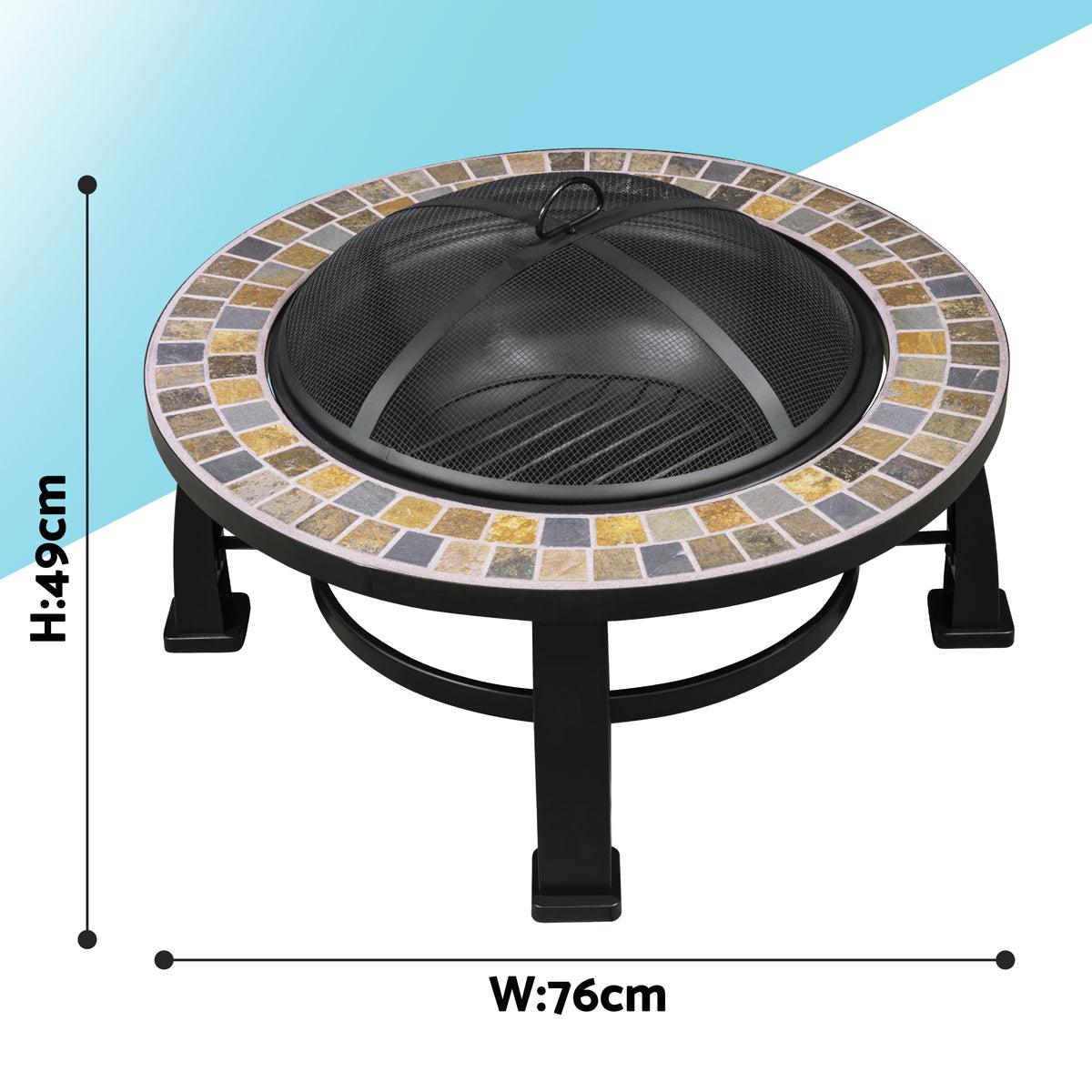 Dellonda 30" Deluxe Traditional Style Fire Pit Outdoor Heater - Slate - Image 4