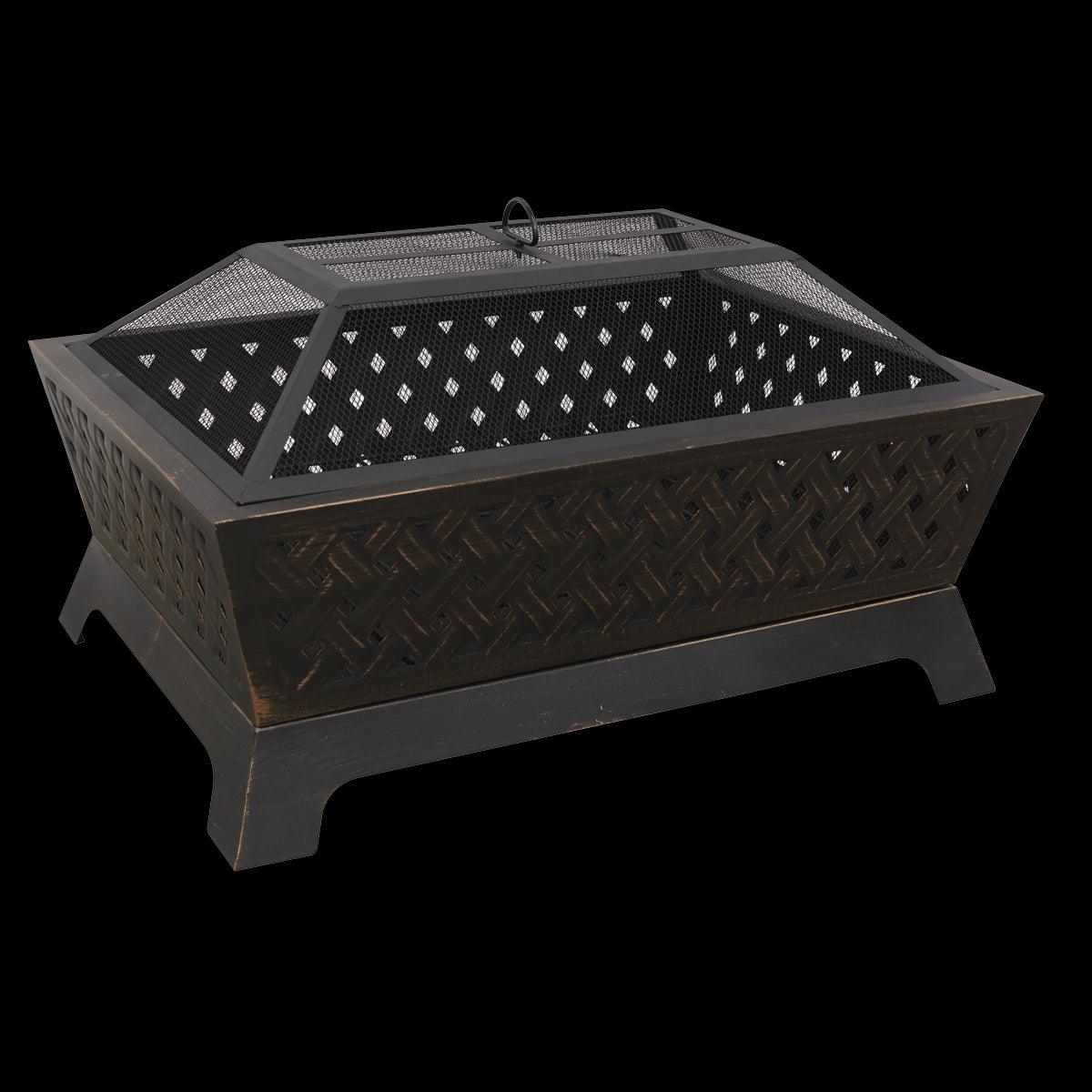 Dellonda 35" Rectangular Outdoor Fire Pit Antique Bronze Effect