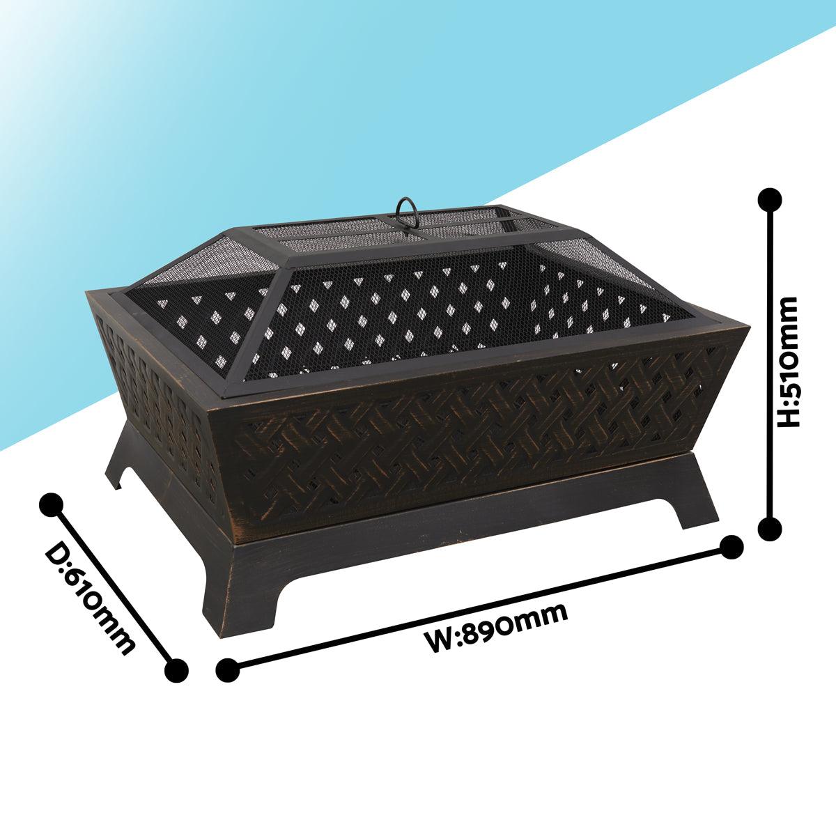 Dellonda 35" Rectangular Outdoor Fire Pit Antique Bronze Effect - Image 4