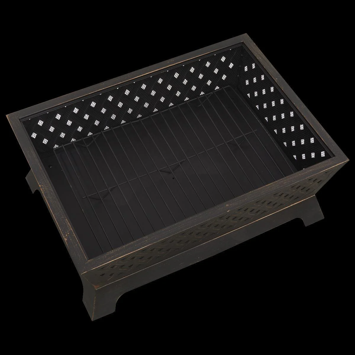 Dellonda 35" Rectangular Outdoor Fire Pit Antique Bronze Effect - Image 6