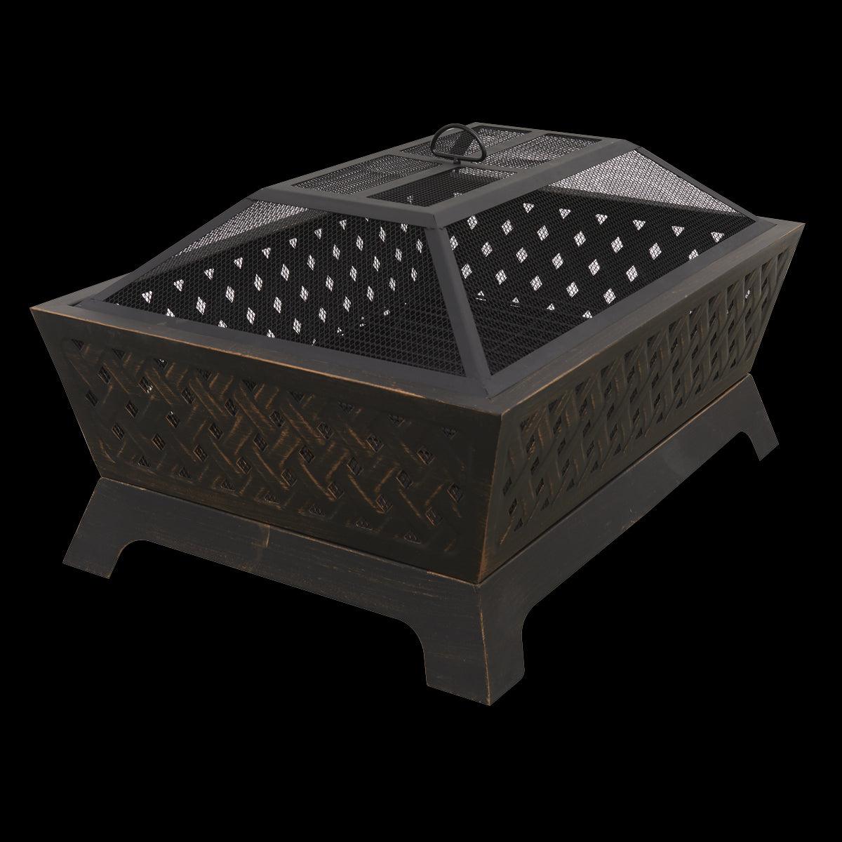 Dellonda 35" Rectangular Outdoor Fire Pit Antique Bronze Effect - Image 7