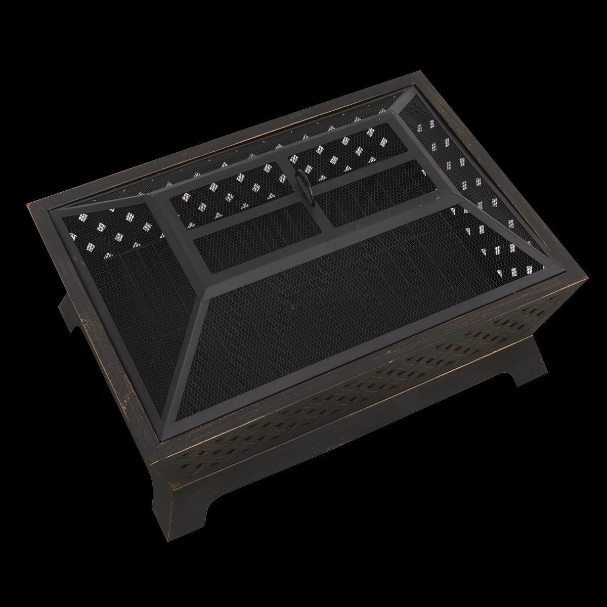 Dellonda 35" Rectangular Outdoor Fire Pit Antique Bronze Effect - Image 8