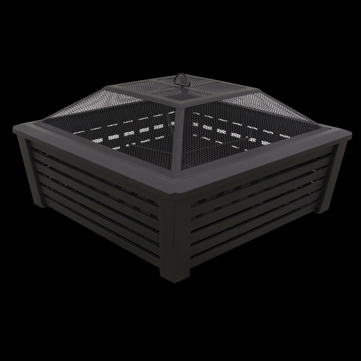 Dellonda 35" Square Outdoor Fire Pit Black - Image 2