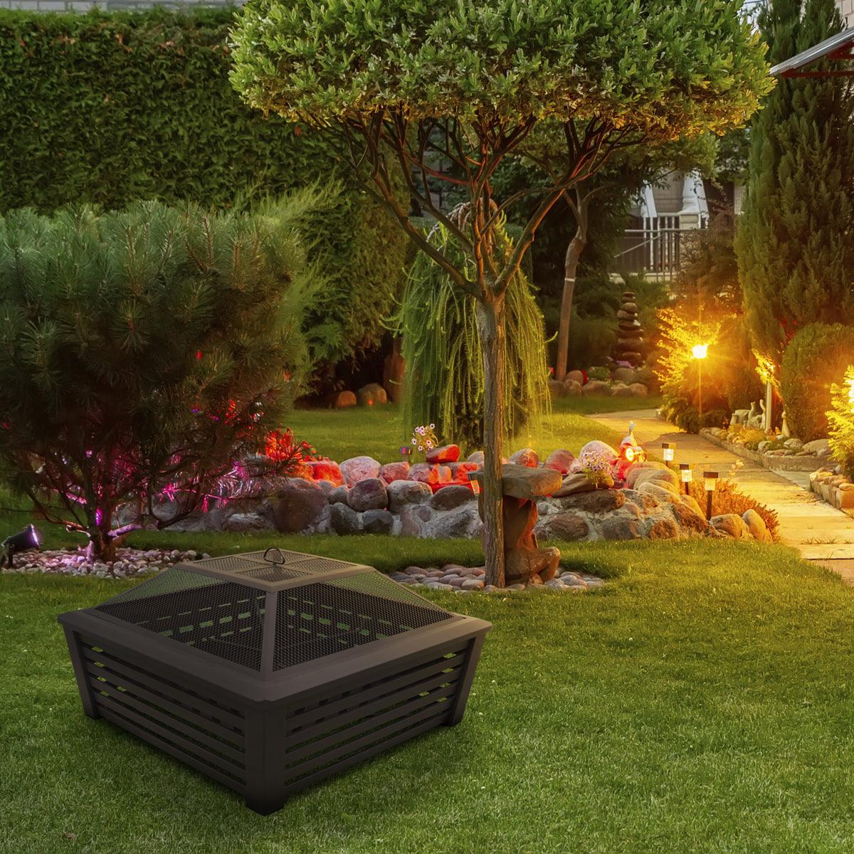 Dellonda 35" Square Outdoor Fire Pit Black - Image 4