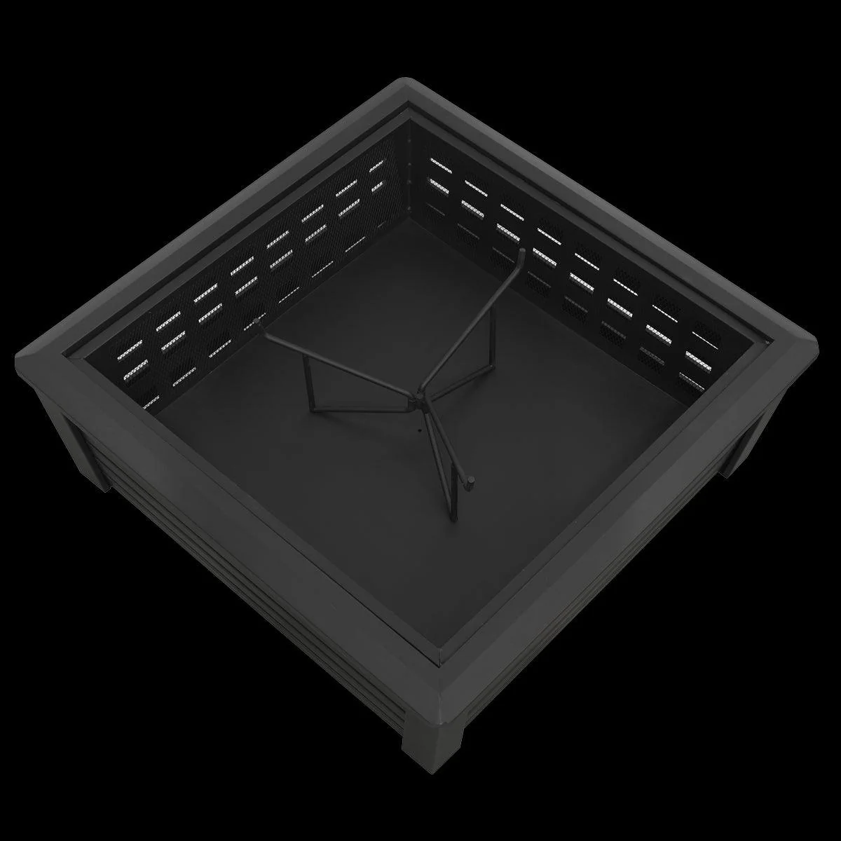 Dellonda 35" Square Outdoor Fire Pit Black - Image 9