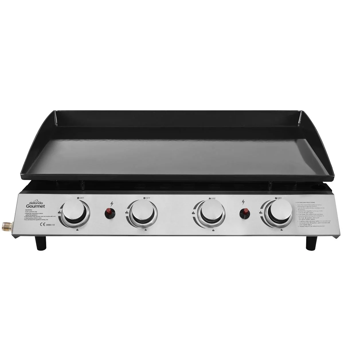 Dellonda 4 Burner 10kW Portable Gas Plancha - Stainless Steel - Image 4