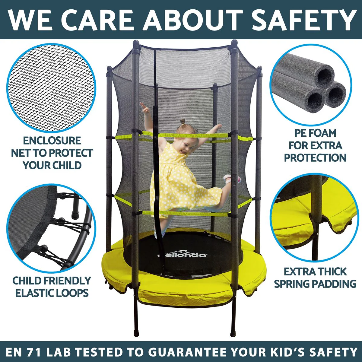 Dellonda 55" Mini Trampoline with Safety Enclosure Net - Image 7