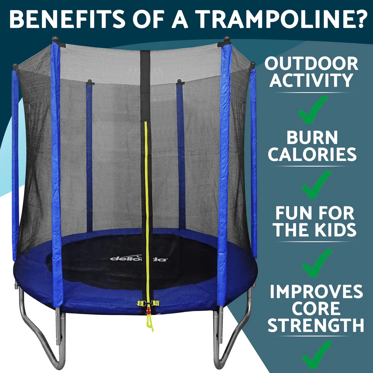 Dellonda 6ft Heavy-Duty Outdoor Trampoline with Safety Enclosure Net - Image 2