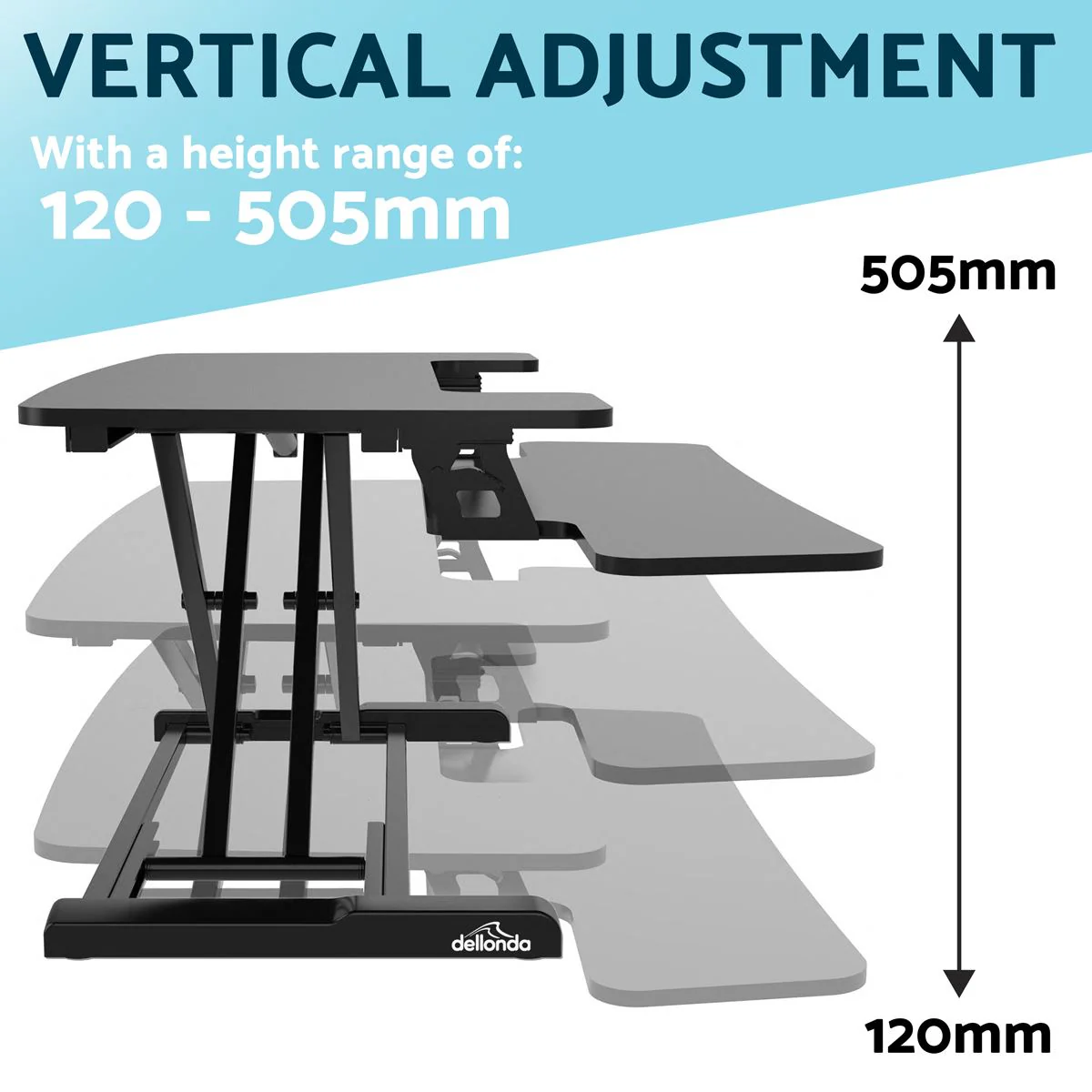 Dellonda 71cm Adjustable-Height Standing Desk Riser 15kg Capacity DH14 - Image 14