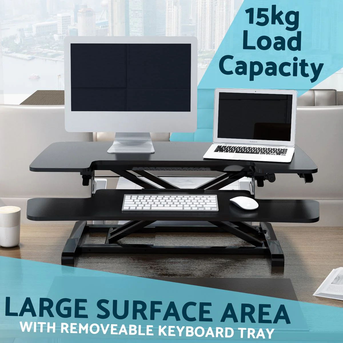 Dellonda 89cm Adjustable-Height Standing Desk Riser 15kg Capacity DH15 - Image 10