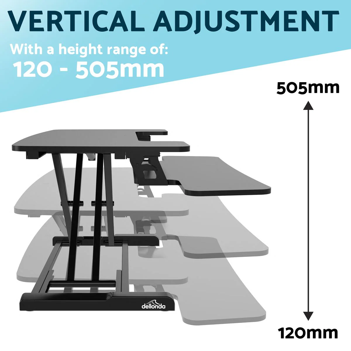 Dellonda 89cm Adjustable-Height Standing Desk Riser 15kg Capacity DH15 - Image 11