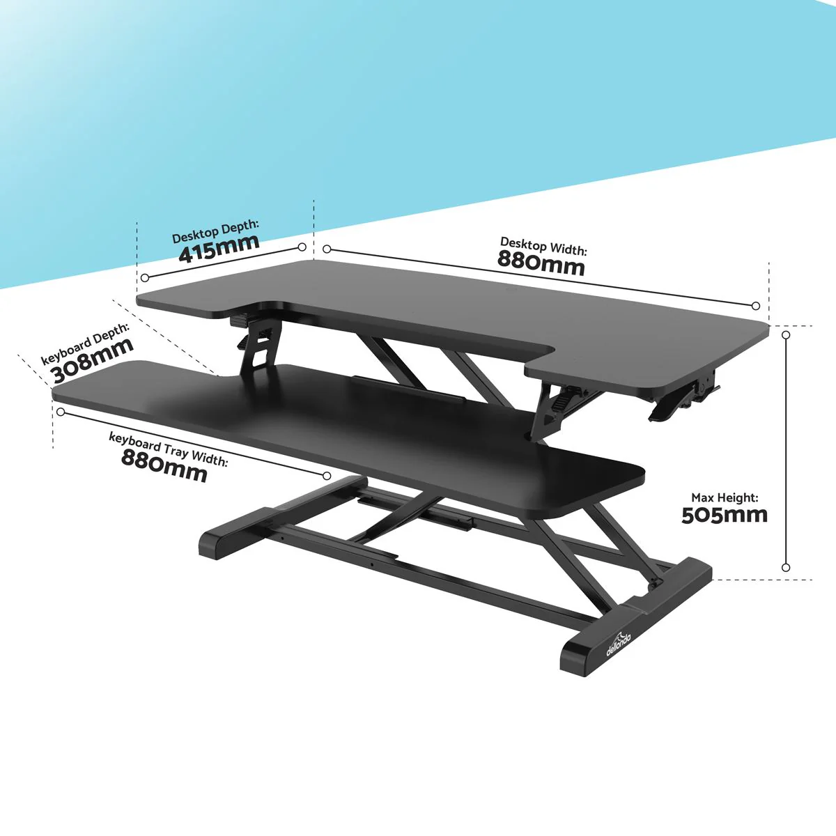 Dellonda 89cm Adjustable-Height Standing Desk Riser 15kg Capacity DH15 - Image 5