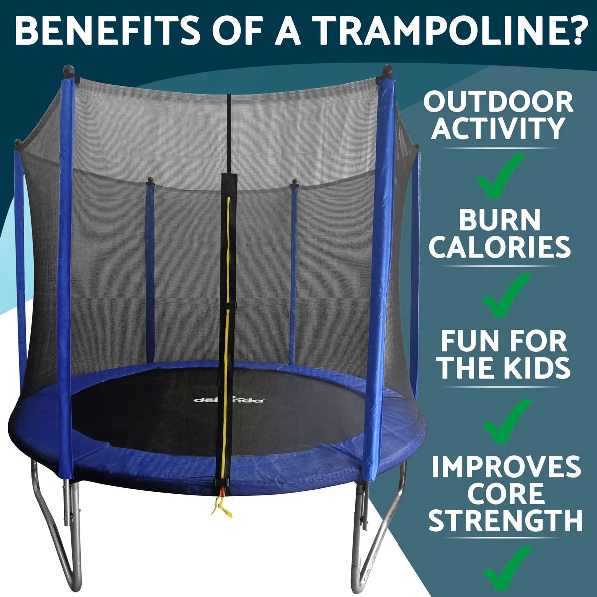 Dellonda 8ft Heavy-Duty Outdoor Trampoline with Safety Enclosure Net - Image 3