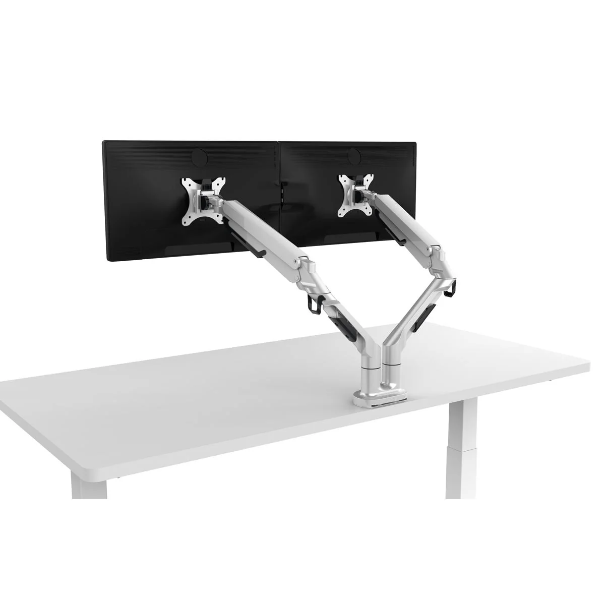 Dellonda Adjustable Double Monitor Arm with 360 Rotation - White DH27 - Image 2