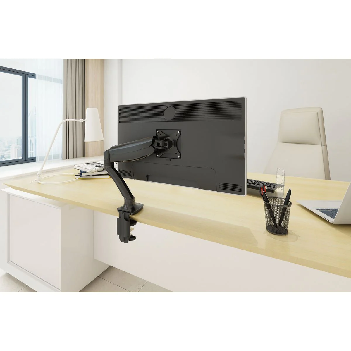 Dellonda Adjustable Single Monitor Arm with 360 Rotation - Black DH24 - Image 4