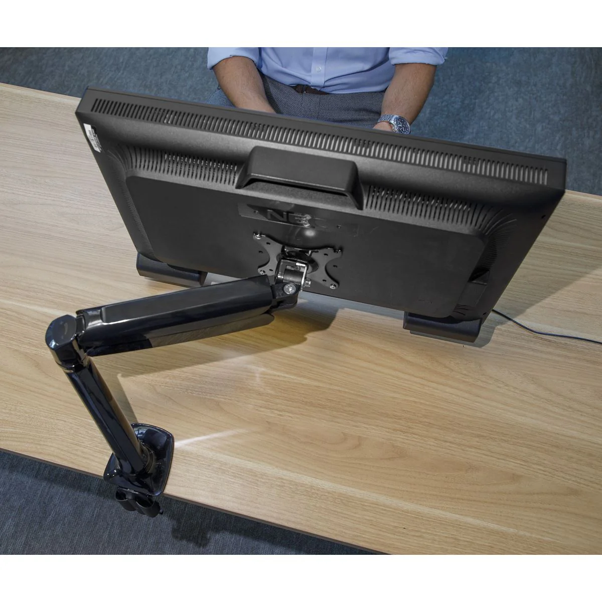 Dellonda Adjustable Single Monitor Arm with 360 Rotation - Black DH24 - Image 7