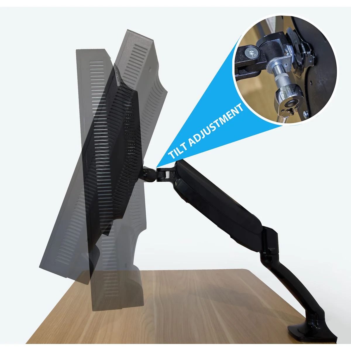 Dellonda Adjustable Single Monitor Arm with 360 Rotation - Black DH24 - Image 8