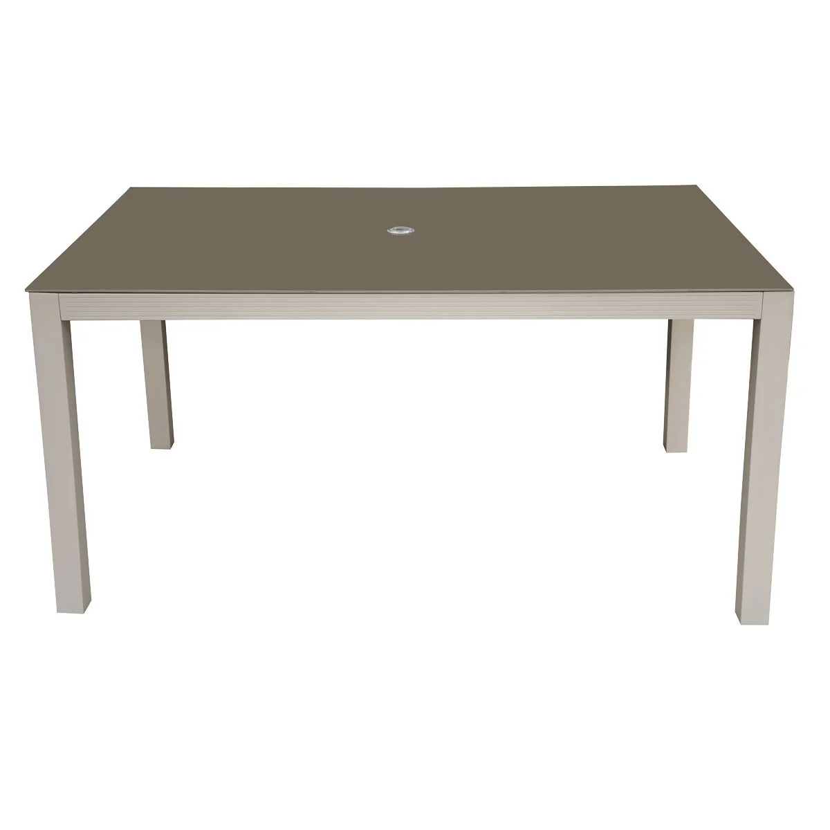 Dellonda Aluminium Garden Dining Table with Tempered Glass & Parasol Hole - Image 2