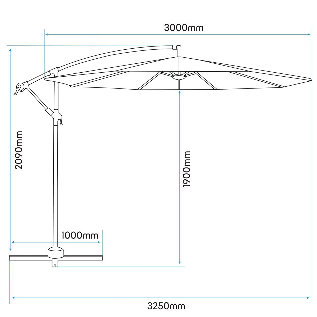 Dellonda Banana Parasol with Cover 3m - Cream DG265 - Image 3