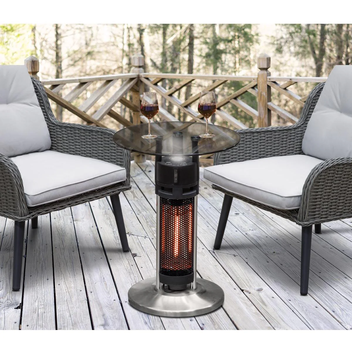 Dellonda Bistro Table with 1200W Heater - Black/Stainless Steel - Image 3