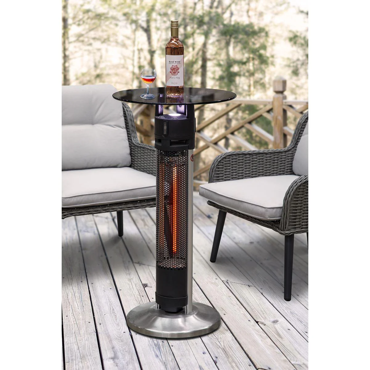 Dellonda Bistro Table with 1600W Heater - Black Stainless Steel - Image 5