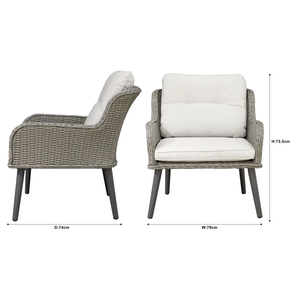 Dellonda Buxton Rattan Wicker Outdoor Chair Set 2pc DG79 - Image 4