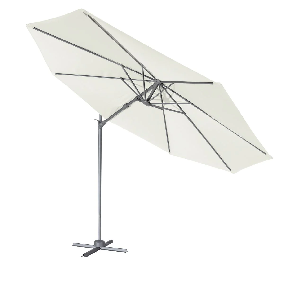 Dellonda Cantilever Parasol with 360 Rotation, Tilt & Cover 3m - Cream - Image 5