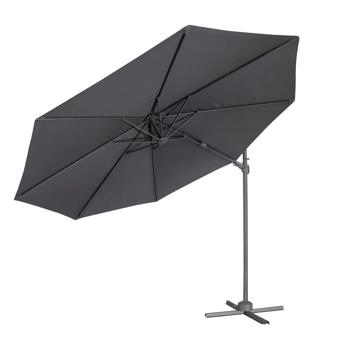 Dellonda Cantilever Parasol with 360 Rotation, Tilt & Cover 3m - Grey - Image 11