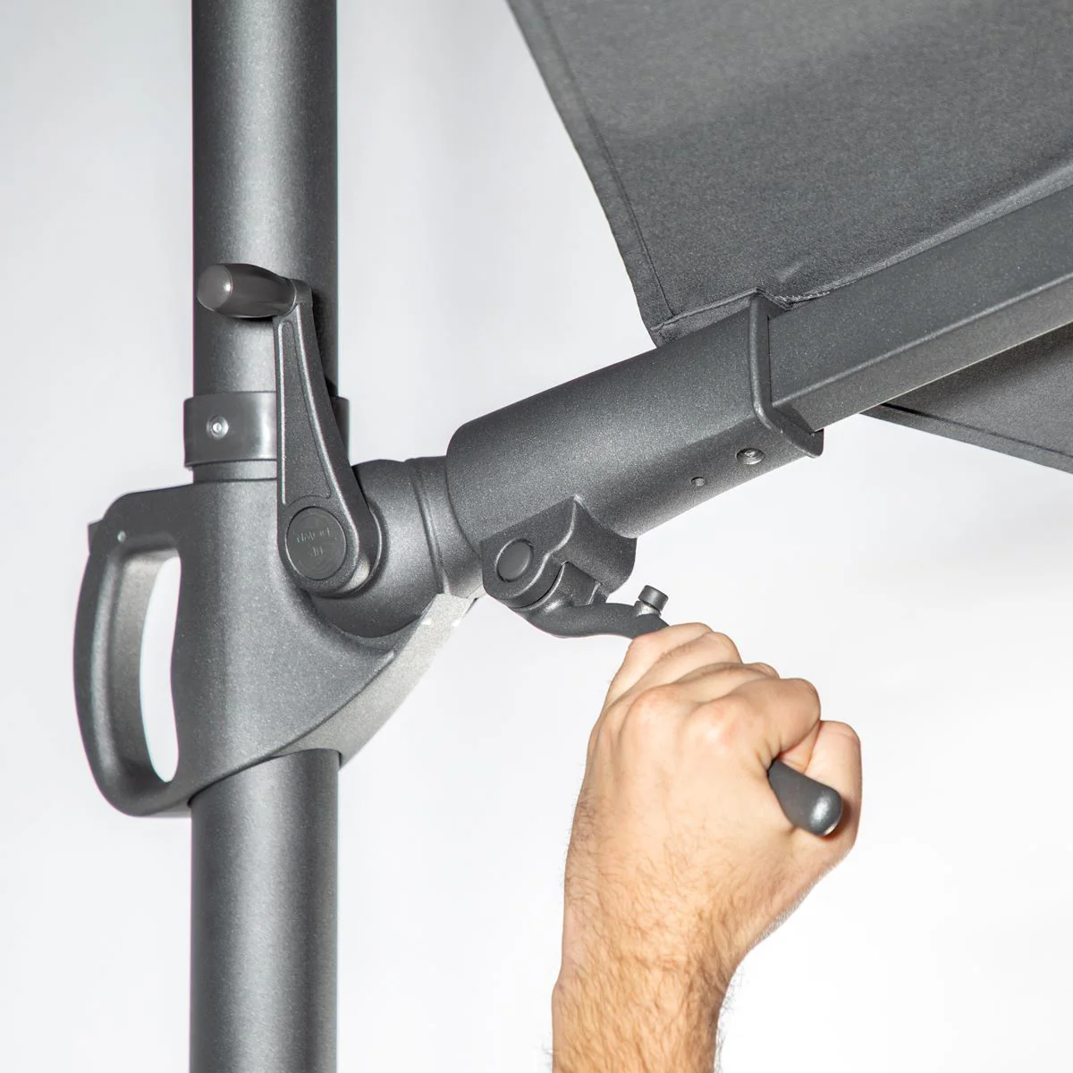 Dellonda Cantilever Parasol with 360 Rotation, Tilt & Cover 3m - Grey - Image 19