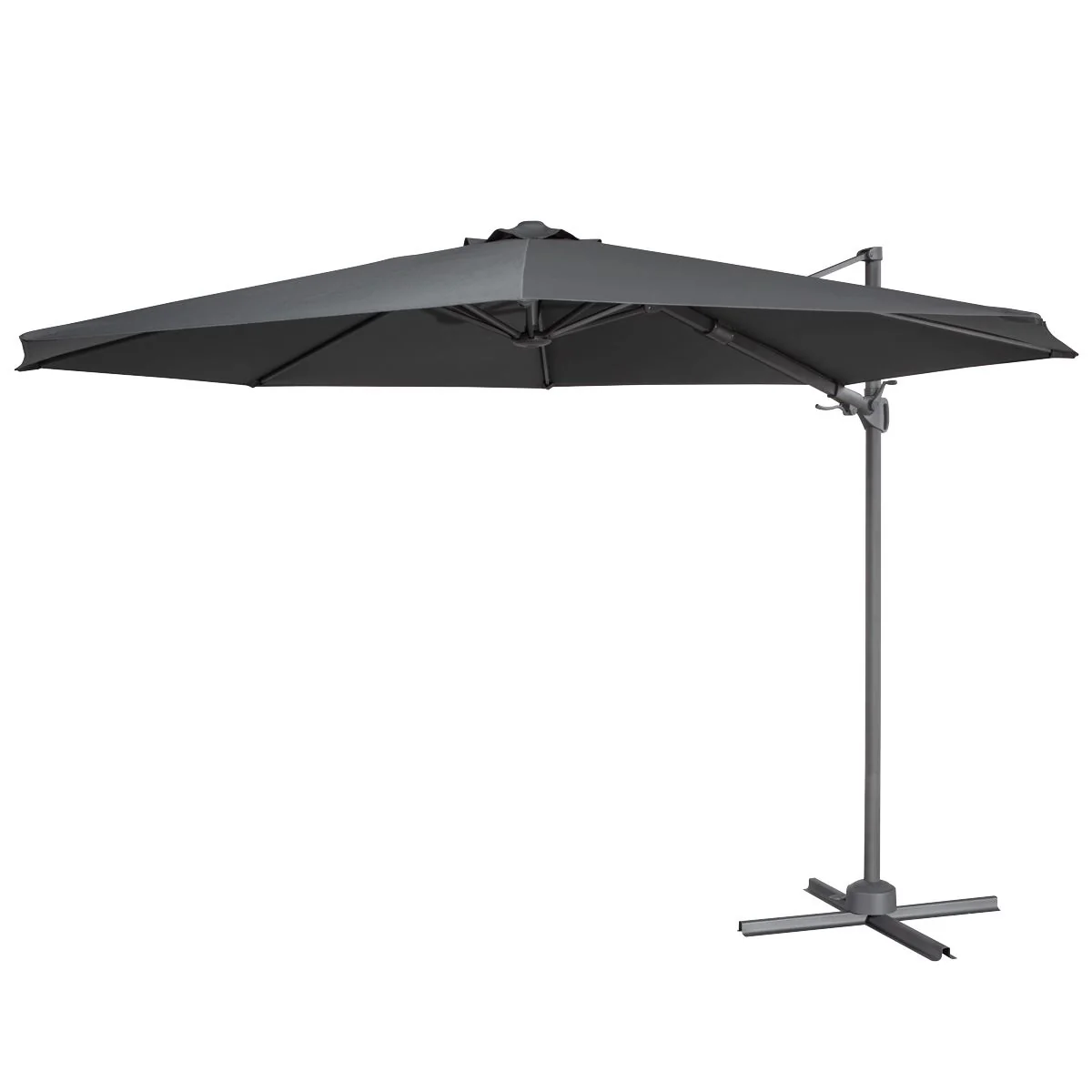 Dellonda Cantilever Parasol with 360 Rotation, Tilt & Cover 3m - Grey - Image 5