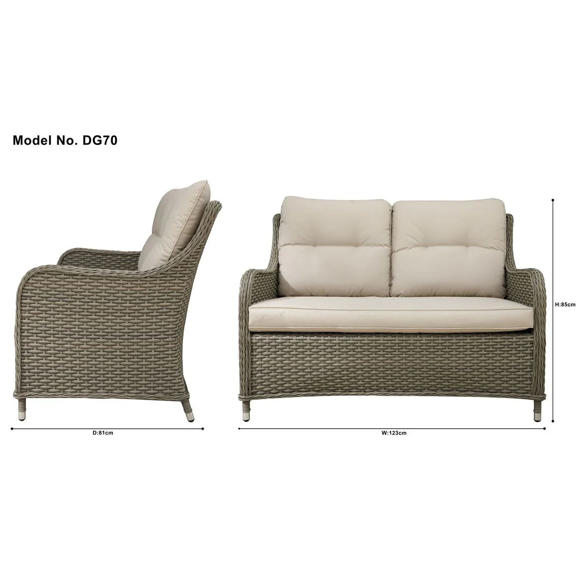 Dellonda Chester Rattan Wicker Outdoor 2-Seater Sofa DG70 - Image 2