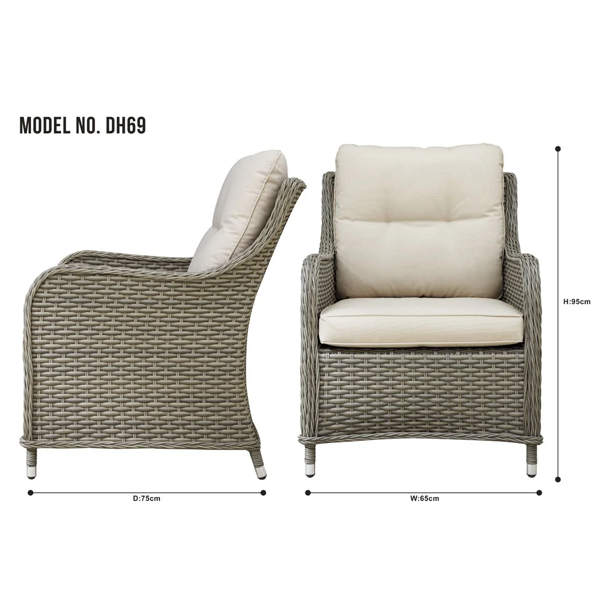 Dellonda Chester Rattan Wicker Outdoor Armchairs 2pc DG69 - Image 9