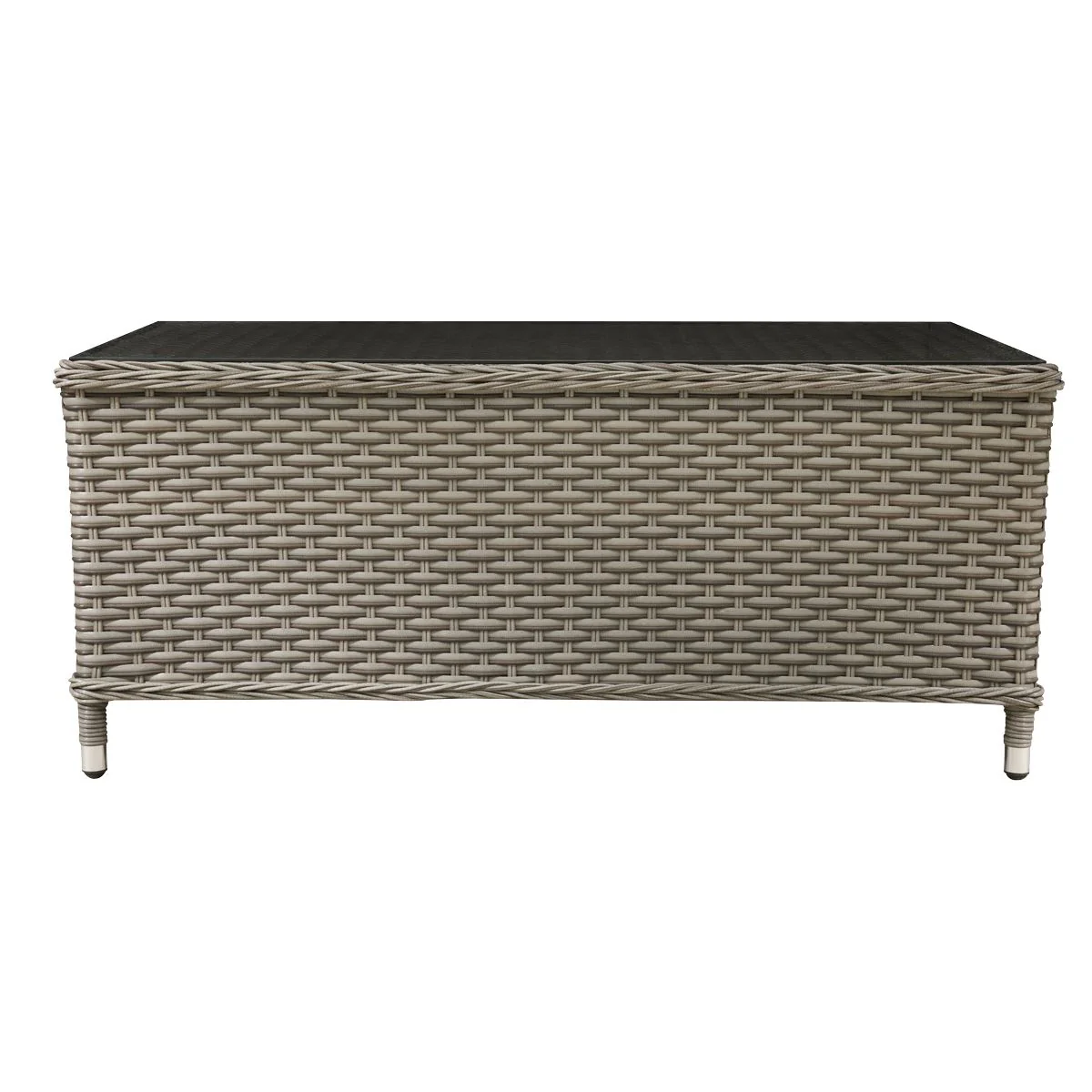 Dellonda Chester Rattan Wicker Outdoor Balcony Table with Tempered Glass Top - Image 2