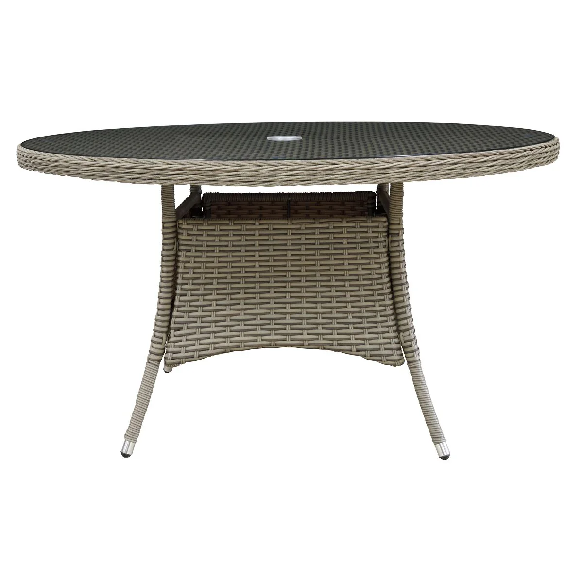 Dellonda Chester Rattan Wicker Round Outdoor Dining Table Tempered Glass Top - Image 2