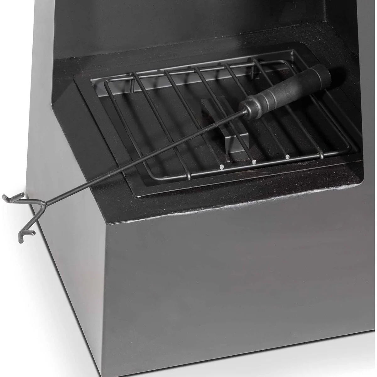 Dellonda Chiminea Wood Burner Heater for Outdoors W45cm x H150cm - Black Steel - Image 6