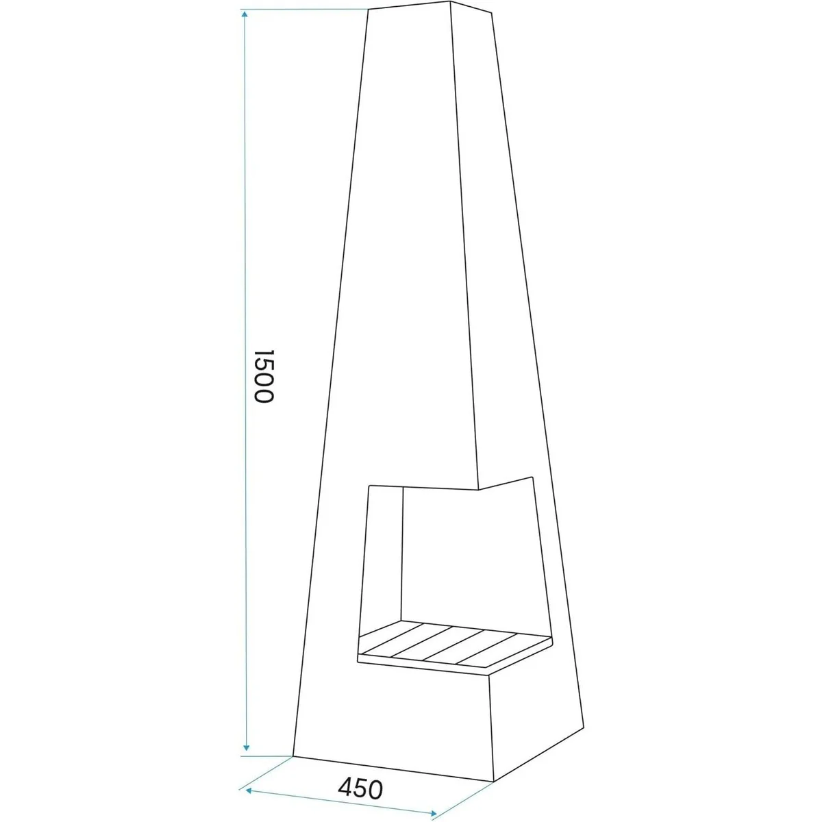 Dellonda Chiminea Wood Burner Heater for Outdoors W45cm x H150cm - Black Steel - Image 7