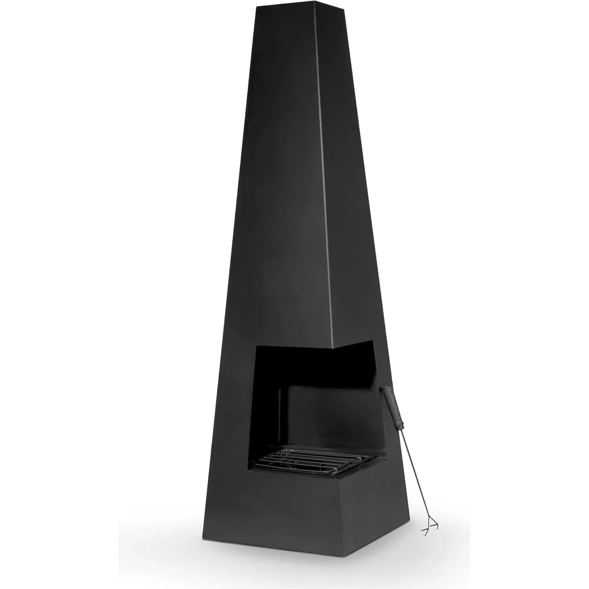 Dellonda Chiminea Wood Burner Heater for Outdoors W45cm x H150cm - Black Steel - Image 9