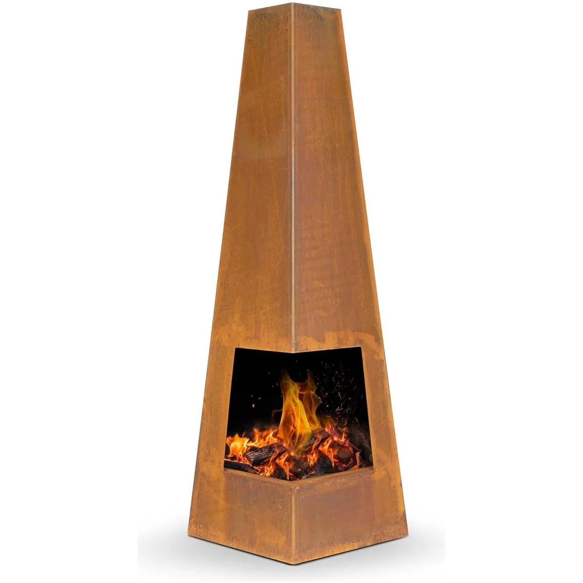 Dellonda Chiminea Wood Burner Heater for Outdoors W45cm x H150cm Corten Steel - Image 4