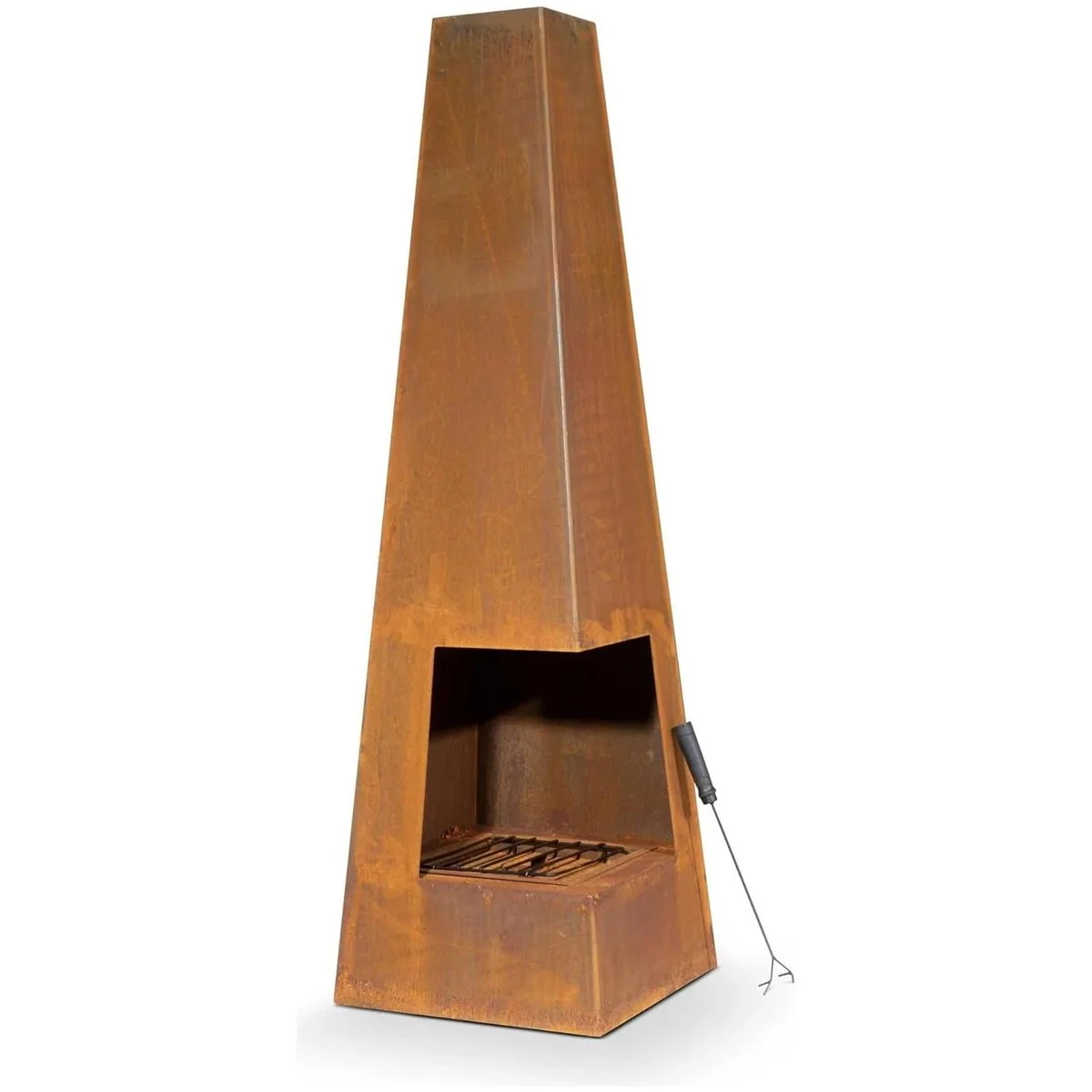 Dellonda Chiminea Wood Burner Heater for Outdoors W45cm x H150cm Corten Steel - Image 9