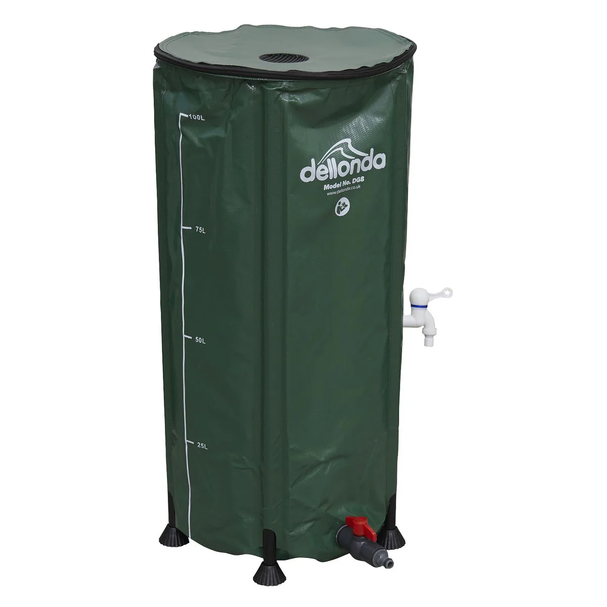 Dellonda Collapsible PVC Garden Water Butt with Zipped Lid & Drain Tap 100L - Image 7