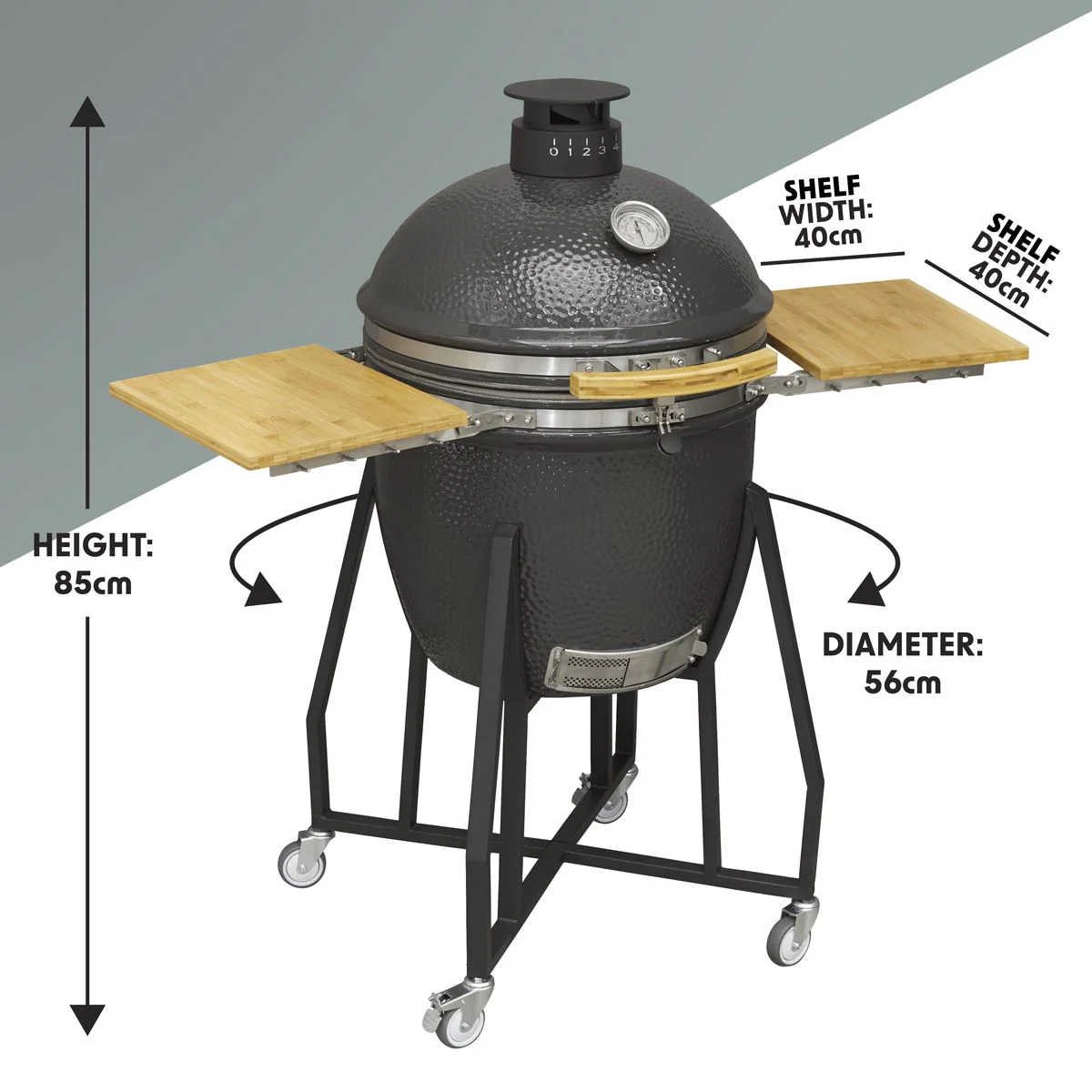 Dellonda Deluxe 22"(56cm) Ceramic Kamado Style BBQ with Wheeled Stand - Image 20