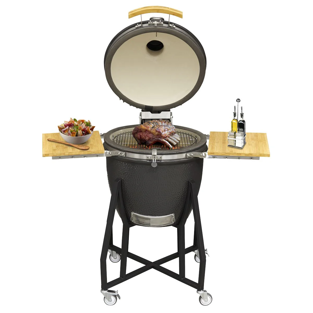Dellonda Deluxe 22"(56cm) Ceramic Kamado Style BBQ with Wheeled Stand - Image 27