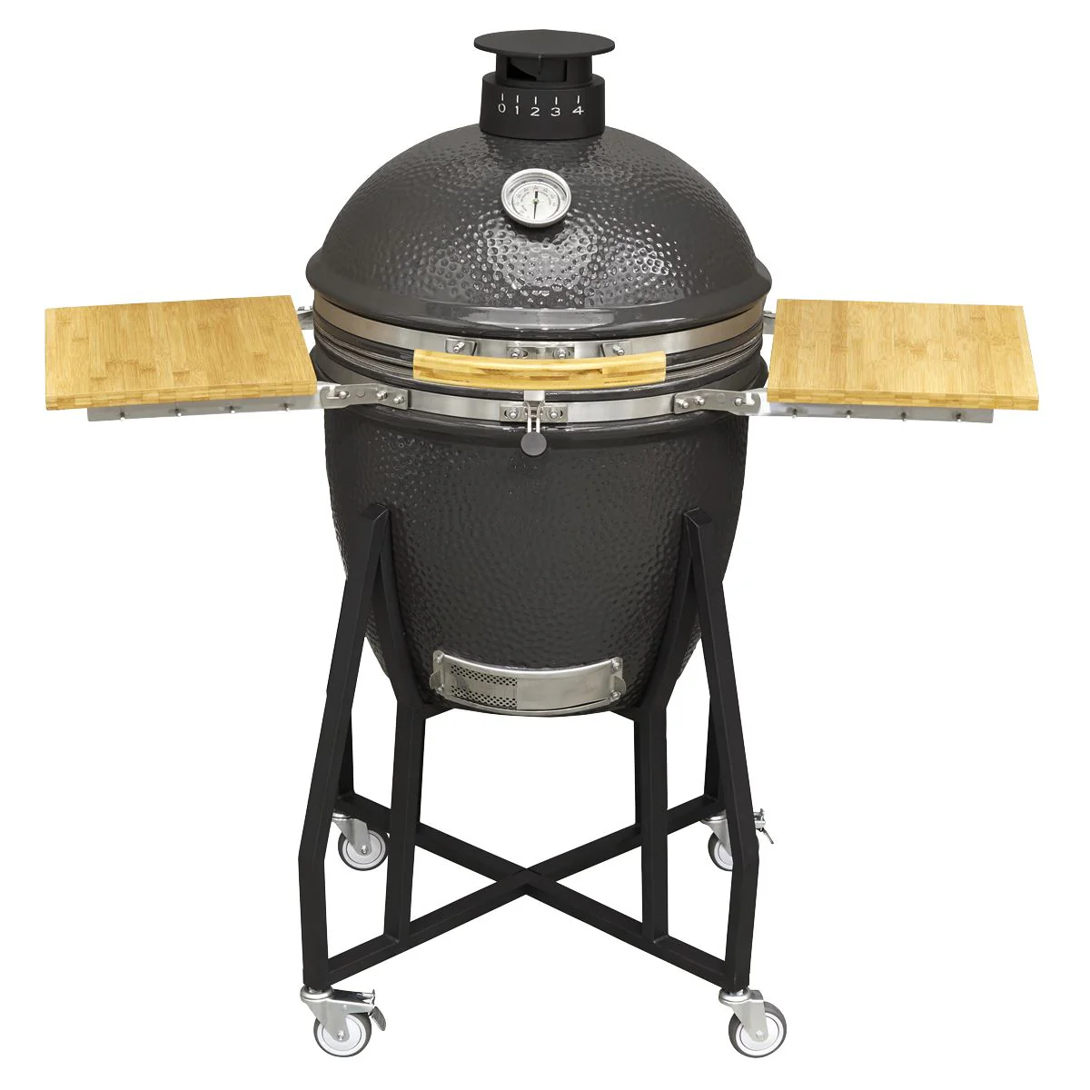 Dellonda Deluxe 22"(56cm) Ceramic Kamado Style BBQ with Wheeled Stand - Image 3